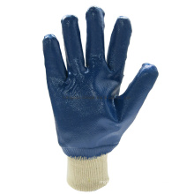 Blue Nitrile Fully Coated and Jersey Liner with Knit Wrist Labor Gloves